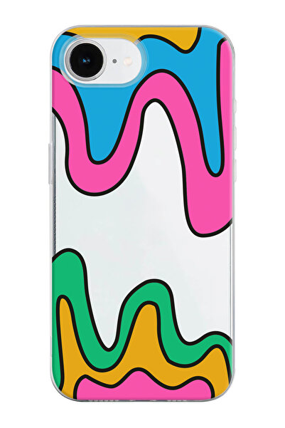 shoptocase غطاء هاتف شفاف من السيليكون بنمط موجات ملونة متوافق مع آيفون 16E