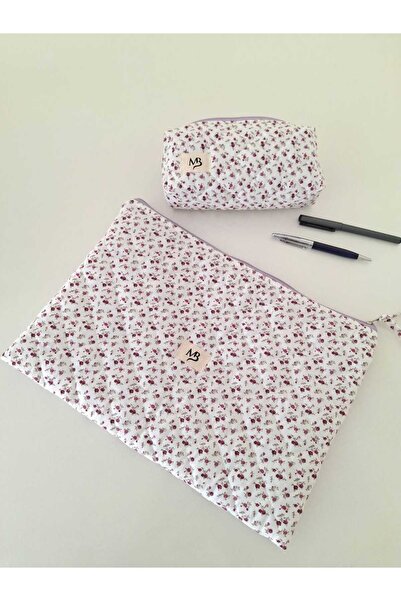 MB Purple Crispy Flower Laptop Sleeve - Pen Pouch Set (15-16 Inch)