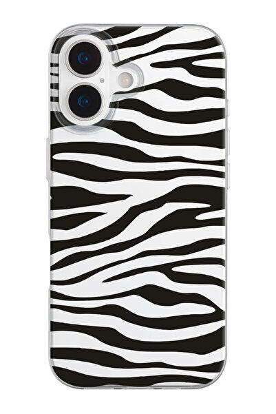 shoptocase iPhone 17 Uyumlu Zebra-2 Desenli Şeffaf Silikon Telefon Kılıfı