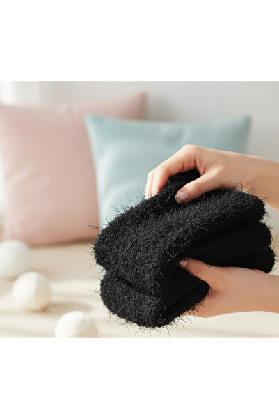 SOCKSPEAK Siyah Peluş Termal Kadın Uyku Çorabı 2’li Paket – Yumuşak & Kışlık