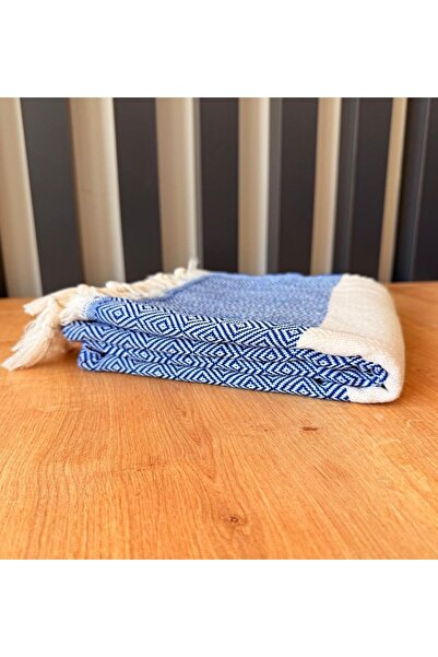 BVK GİYİM 100% قطن منقوش بنمط الماس للساونا / الشاطئ S أزرق بلون الكوبالت بيش...