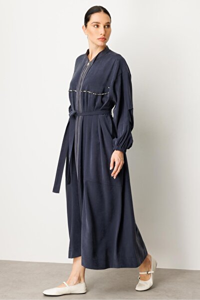 Micca Soft Modal İçerikli Modal Garnili ve Taş İşlemeli Zamansız Ferace Kap-Laci