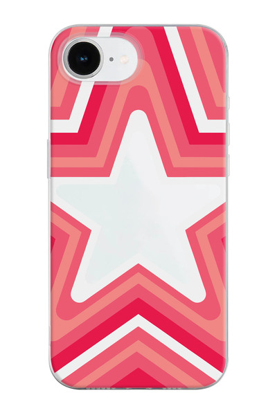 shoptocase غطاء هاتف شفاف من السيليكون متوافق مع آيفون 16E مع نقش نجمي وتفاصيل شعار