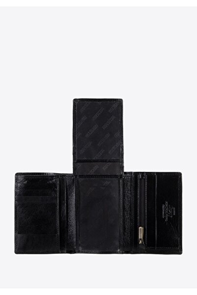 Wittchen Men's Leather Wallet with Sliding Panel, Black and Gold, Black and Gold