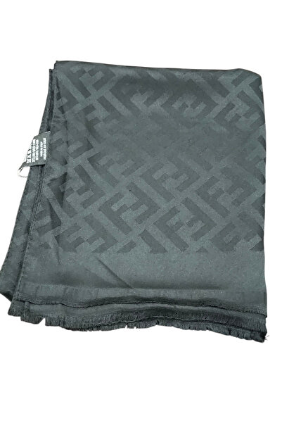 PİRAMİT FENDİ F DESEN MAT İPEK JAKARLI ŞAL SİYAH