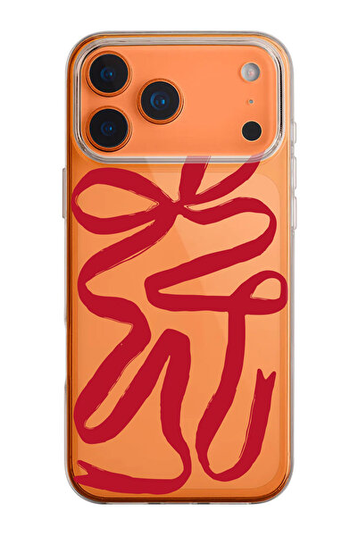 shoptocase حافظة هاتف من السيليكون الشفاف بنمط الشريط الأحمر المتوافقة مع هات...