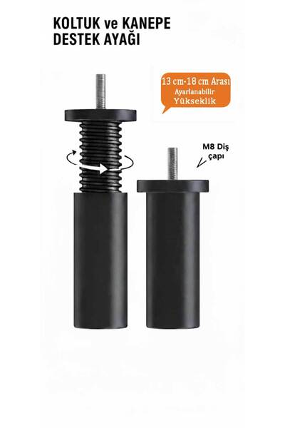 İMT AKSESUAR 13 CM-18 CM ARASI AYARLANABİLEN KANEPE VE KOLTUK DESTEK AYAĞI BEYAZ