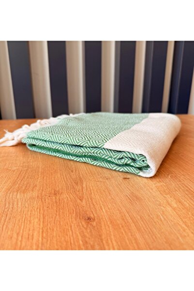 BVK GİYİM 100% Cotton Diamond Patterned Sauna / Beach Apple Green Peştemal
