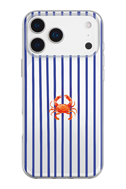 shoptocase iPhone 17 Pro Max Uyumlu Yengeç Desenli Şeffaf Silikon Telefon Kılıfı