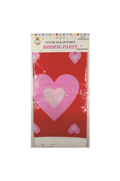 Mirific Party Tablecloth red, pink, white, 180×108 cm, heart