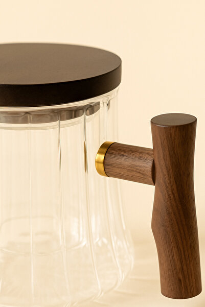 Mirilliahome Striped Glass Teapot with Acacia Handle |   Mug with Strainer