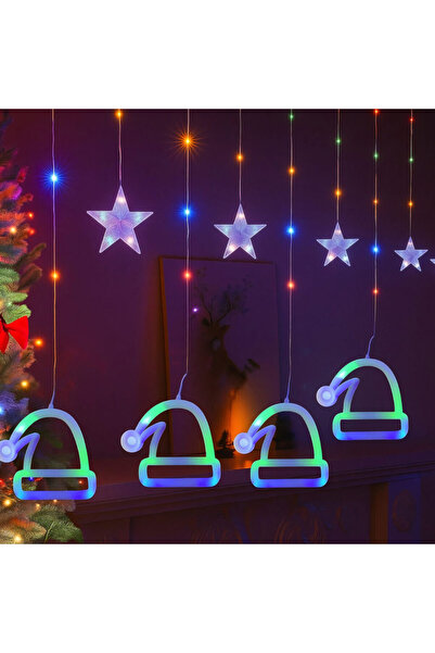 Amigo Christmas Curtain Lights 4.30m - Multicolor LED, Transparent Wire, Series-Connectable Plug