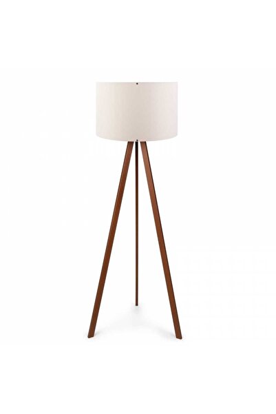 HOMELL Ahşap Üç Ayaklı Kumaş Başlıklı Lambader – Modern Tripod Salon & Oturma Odası Aydınlatma Lambası