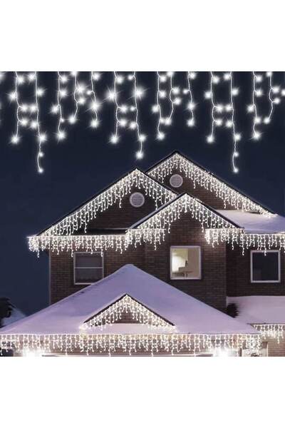 OEM Christmas Icicle Lights with Flash, 23.5 m, 500 LEDs, Waterproof, Curtain, Cool White
