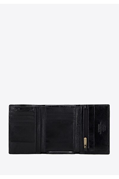 Wittchen Men's Leather Wallet with Sliding Panel, Black and Gold, Black and Gold