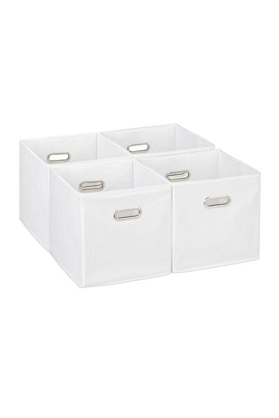 Relaxdays Set of 4 storage boxes, Relaxdays, White, polyester, 26 l, 30 x 30 x 30 cm