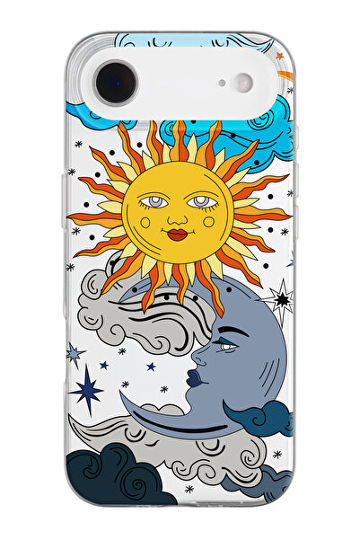 shoptocase iPhone 17 Air Compatible Sun Moon Pattern Transparent Silicone Phone Case