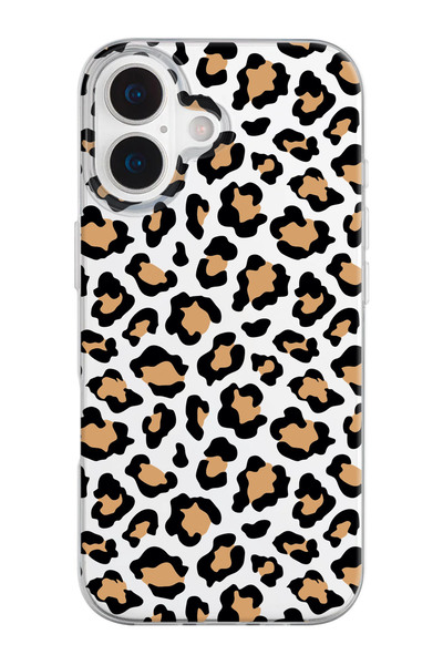shoptocase iPhone 17 Uyumlu Leopar Desenli Şeffaf Silikon Telefon Kılıfı