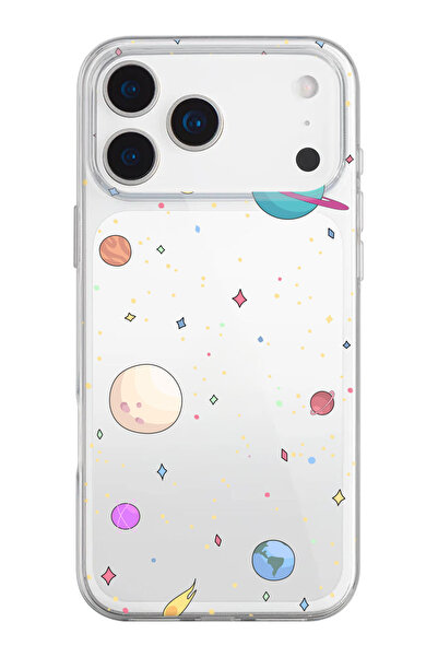 shoptocase iPhone 17 Pro Max Compatible Solar System Patterned Transparent Silicone Phone Case