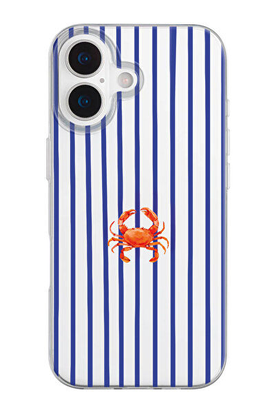 shoptocase iPhone 17 Uyumlu Yengeç Desenli Şeffaf Silikon Telefon Kılıfı