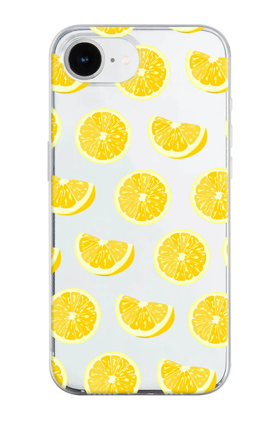 shoptocase iPhone 16E Uyumlu Limonlar Desenli Şeffaf Silikon Telefon Kılıfı