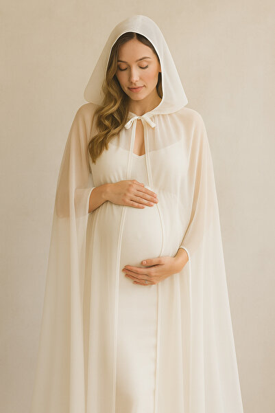 Misue Handmade Chiffon Hooded Cape, Photo Shoot and Special Day Outfit, Maternity Shoot Costume