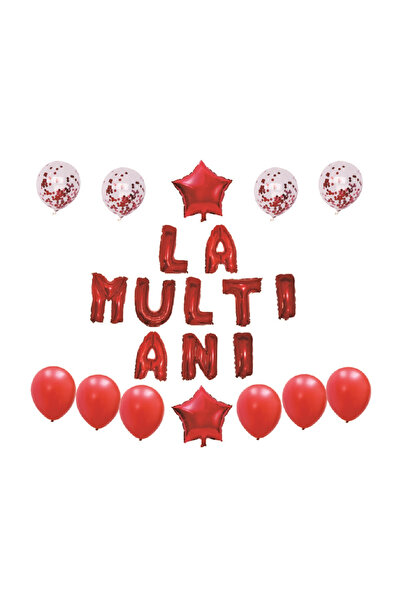 Mirific Party Set of 22 party balloons, red, TZ5270, "La mulți ani" (Happy Birthday)