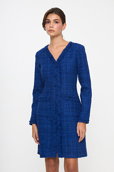 Tt Line Chanel Kumaş Püskül Detaylı Elbise Diz Üstü