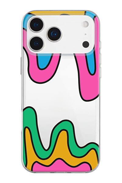 shoptocase حافظة هاتف من السيليكون الشفاف بنمط موجات ملونة متوافقة مع هاتف iP...