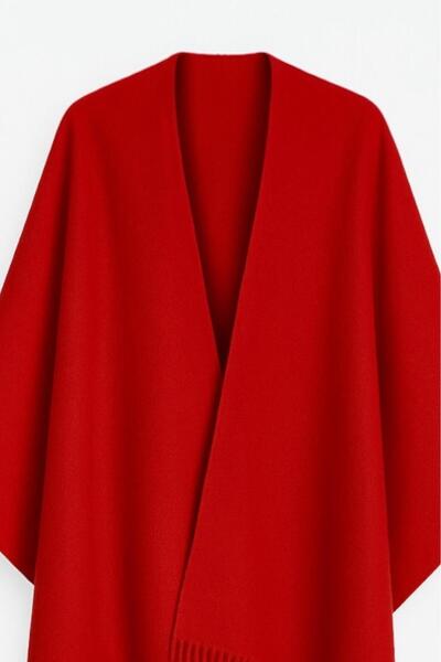 Melissa Boutique Women's Red Woven Puffy Shoulder Shawl Scarf