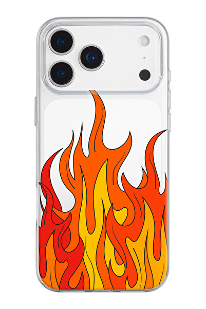 shoptocase حافظة هاتف من السيليكون الشفاف بنمط اللهب متوافقة مع هاتف iPhone 1...