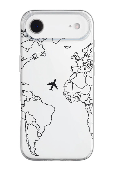 shoptocase iPhone 17 Air Compatible Linear Map Pattern Transparent Silicone Phone Case