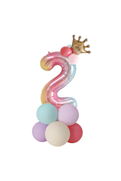 Mirific Party Set of 14 party balloons, rainbow metallic foil, 80x40x25x15 cm, number 2