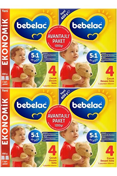 Bebelac 1200GR (800GR+400GR) No:4 Devam Sütü (1+ Yaş) Avantaj Pk (2 Li Set)