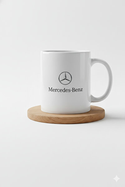 TOMRİSH SHOP Mercedes Logosu Baskılı Beyaz Porselen Kupa Bardak