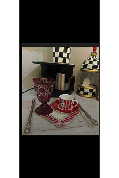 innossa pleksi dekorasyon Matte Gold Brass Plated Pipe Handle Single Person Presentation Tray