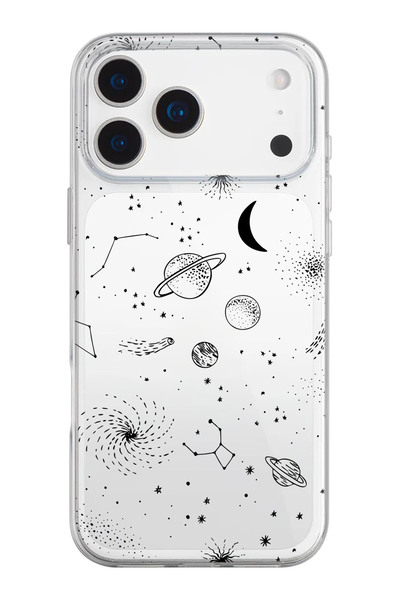 shoptocase iPhone 17 Pro Max Uyumlu Gezegenler Desenli Şeffaf Silikon Telefon...