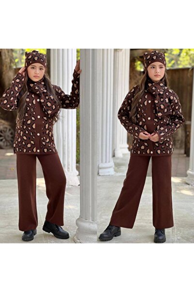 zavera for kids Girl's Leopard Knitwear 4-Piece Set - 100% Cotton