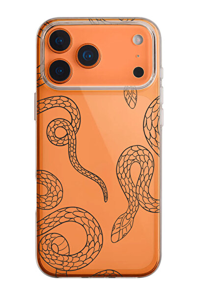 shoptocase حافظة هاتف من السيليكون الشفاف بنمط الثعابين متوافقة مع هاتف iPhone 17 Pro