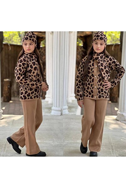 zavera for kids Girl's Leopard Knitwear 4-Piece Set - 100% Cotton