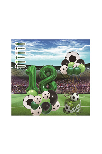 Mirific Party Set of 28 balloons - white, black, green, 18th birthday, football