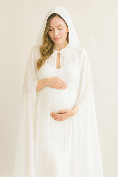 Misue Handmade Chiffon Hooded Cape, Photo Shoot and Special Day Outfit, Maternity Shoot Costume
