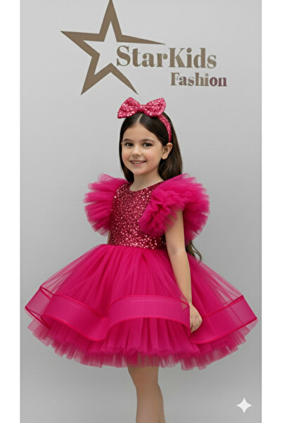 Star Kids Girls Fuchsia Sequin Tutu Dress, Girls Birthday Dress