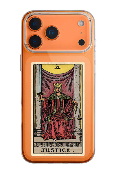 shoptocase iPhone 17 Pro Compatible Justice Tarot Patterned Transparent Silic...