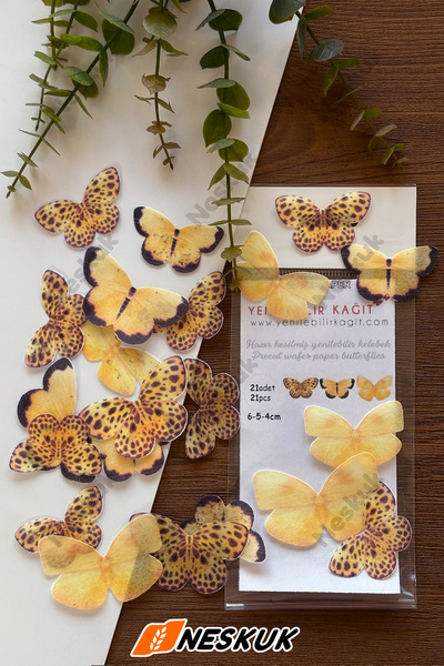 Neskuk Hazır Kesilmiş Kelebekler Yenilebilir Kelebek Kağıt Wafer Paper 21 Adet