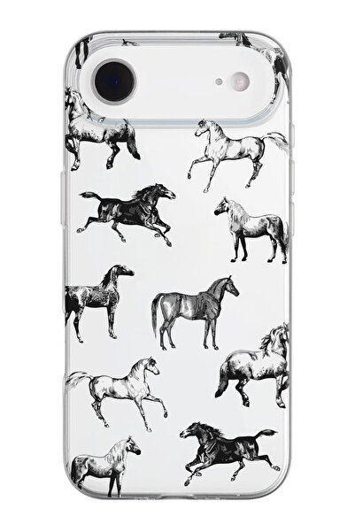 shoptocase iPhone 17 Air Compatible Horses Patterned Transparent Silicone Phone Case