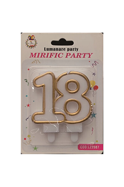 Mirific Party Gold cake candle, 6 cm, 18th birthday