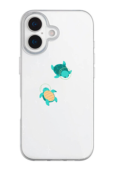 shoptocase iPhone 17 Uyumlu Kaplumbağa Desenli Şeffaf Silikon Telefon Kılıfı
