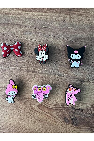 Crocs Jibbitz Terlik Süsü 6 Adet Minnie Mouse, Pembe Panter