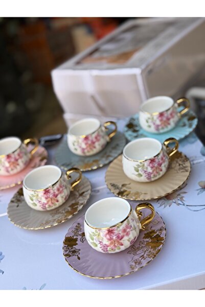 Hediye Köşkü Acar Lüks Porselen Luxury 6 Kişilik Kahve Takımı